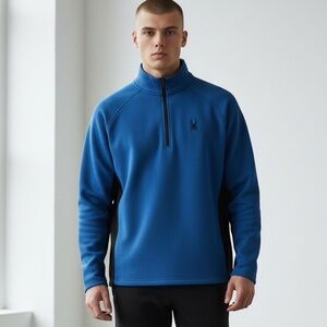 Spyder Stryke Blue 1/4 Zip Sweater Foremost Jacket Heavy Duty Ski - Size XXL